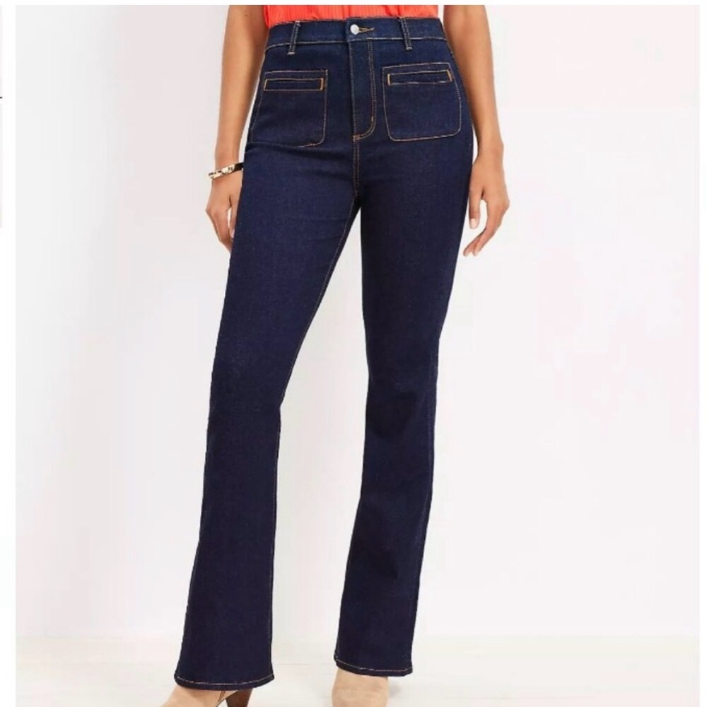 Loft Slim Flare Curvy High Rise Dark Blue Jeans Size 12/31